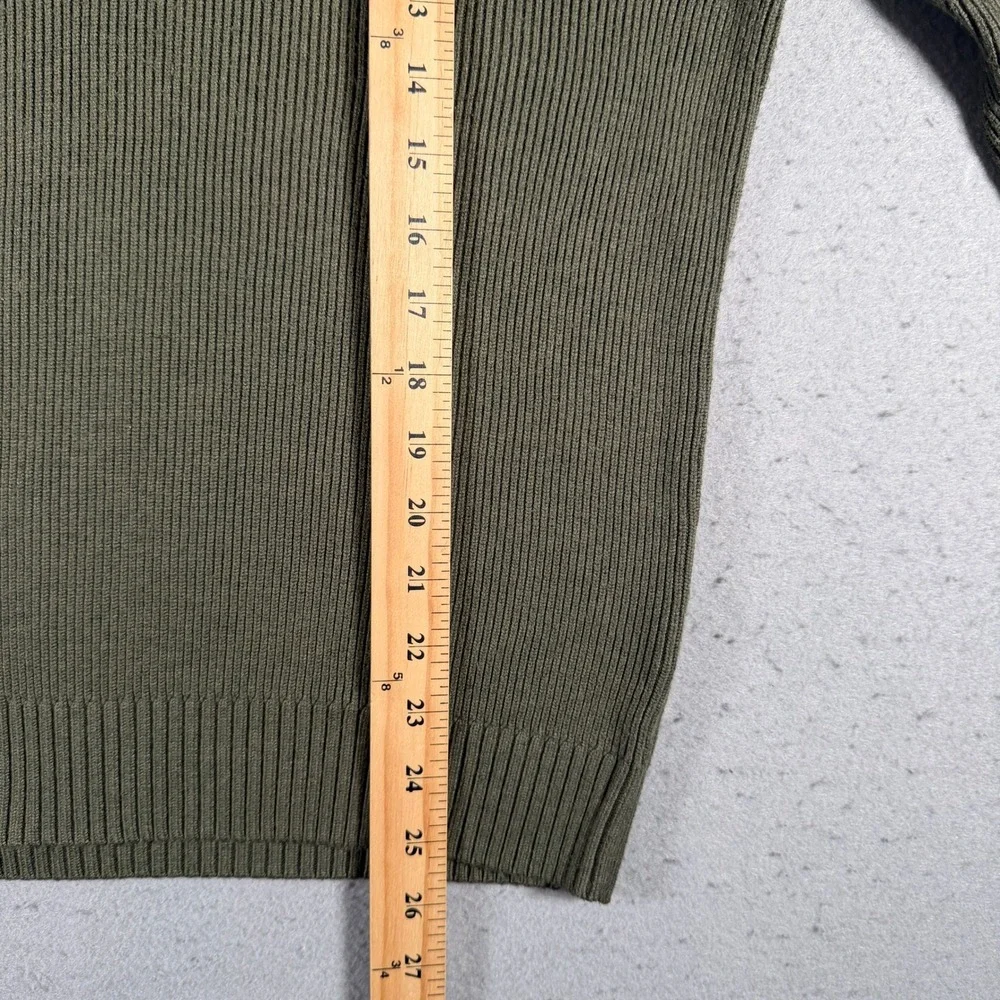 Mizzen+Main Men Olive Green Ribbed‎ Mock Neck Button Up Sweater XL Comfort